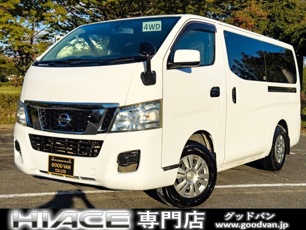 ハイエース・キャラバン4WDディーゼル　中古バン80台以上展示☆全国最大級の専門在庫。GOODVANが厳選した1台です　　　切替４ＷＤ　ディーゼルターボ　関東仕入れ　修復歴無し　９人乗り　３列シート　スライドドア　キーレス　電動格納ミラー　ＥＴＣ　ヘッドライトレベライザー　Ｗエアコン　プライバシーガラス　ピュアドライブ